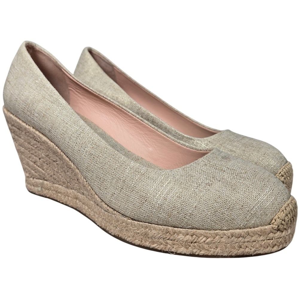 J. Crew Espadrille‎ Wedge Heels Natural Linen Blend Womens Size 10